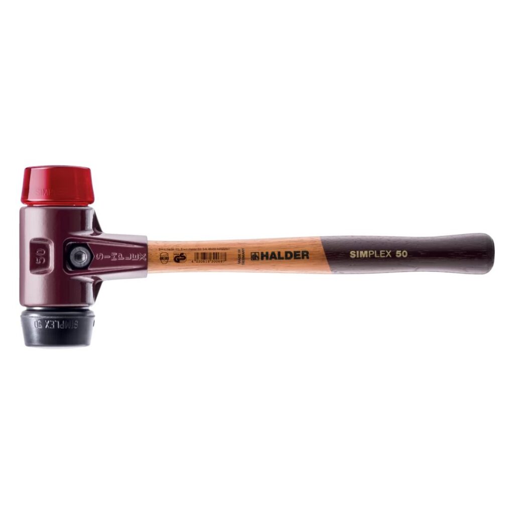 Halder Simplex 3026.040 – šetrné kladivo s gumovou a plastovou vložkou, Ø 40 mm, drevená násada, 640 g