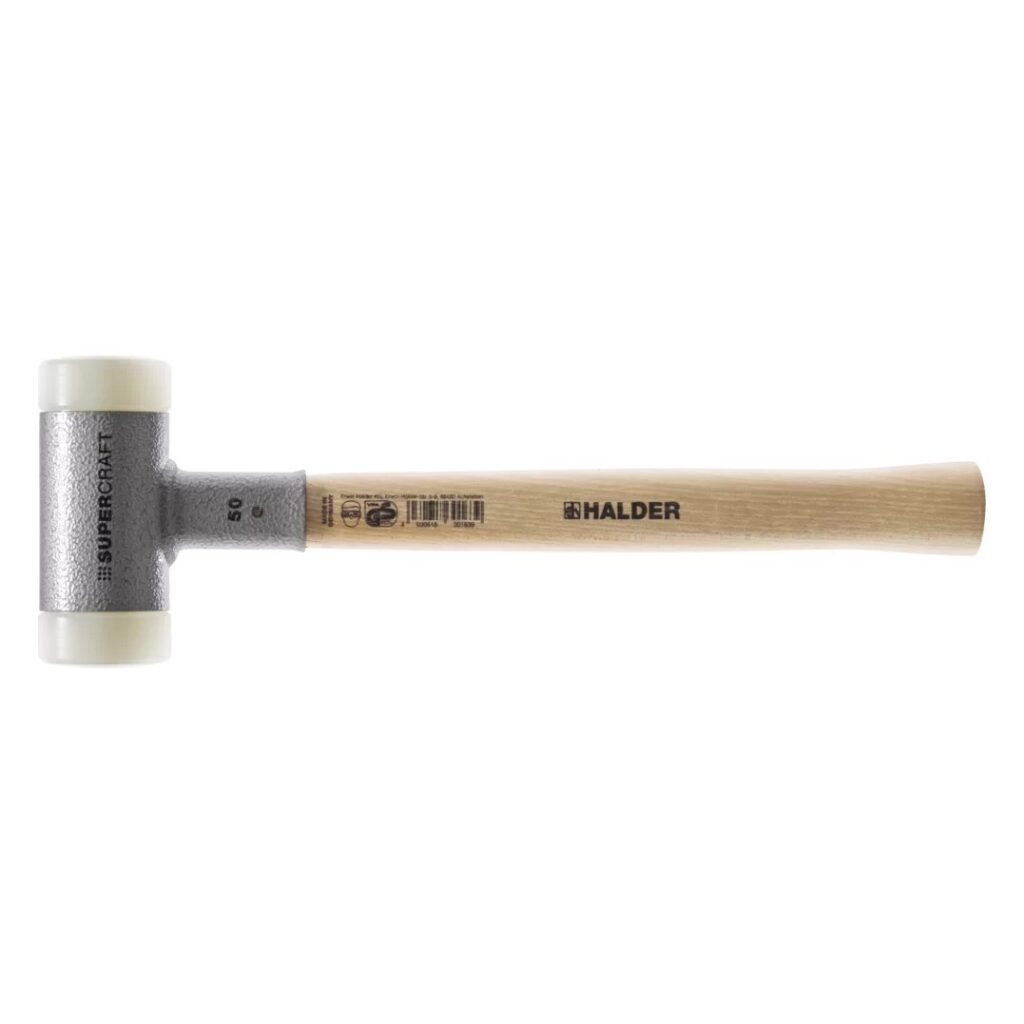 Halder Supercraft 3366.040 – bezspätné šetrné kladivo s nylonovými vložkami, Ø 40 mm, násada hickory