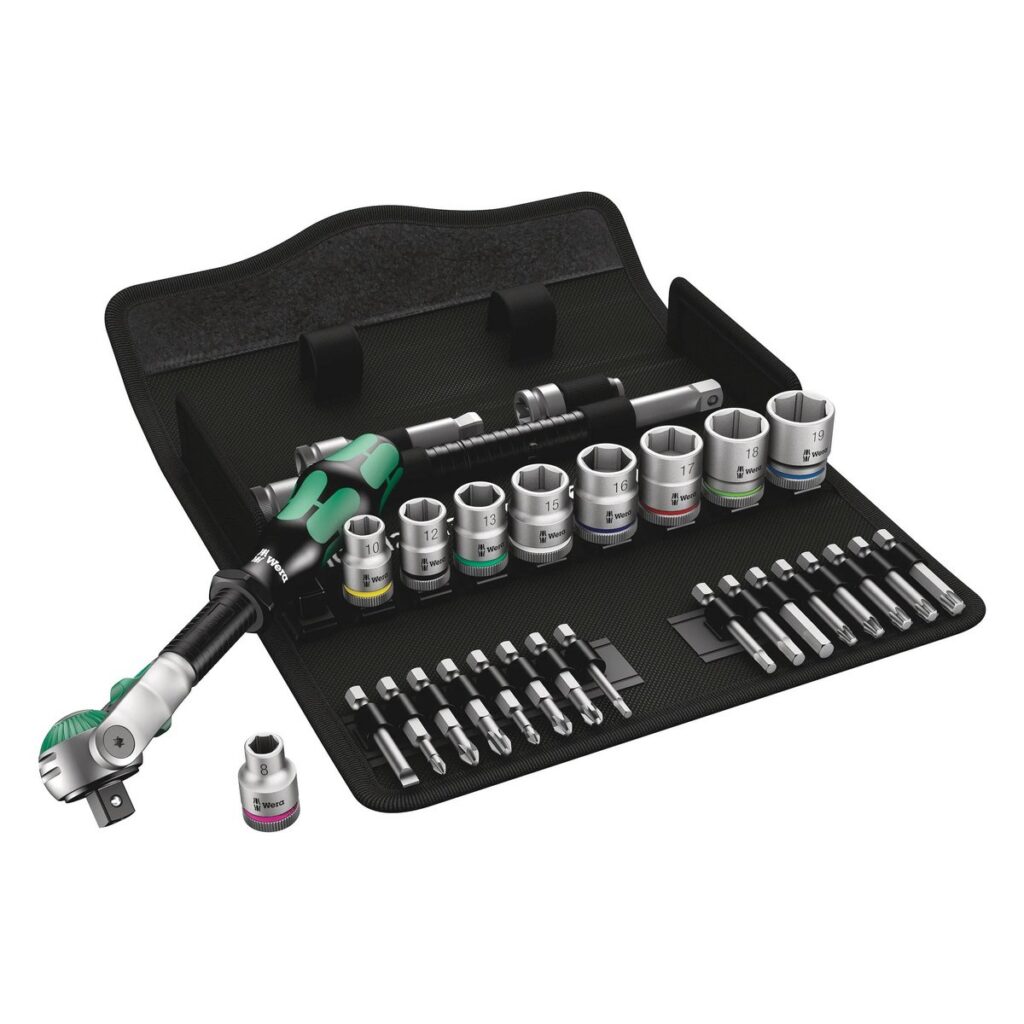 Wera 8100 SB 6 Zyklop Speed (05004046001) – 29-dielna račňová gola súprava 3/8" s bitmi v textilnom boxe