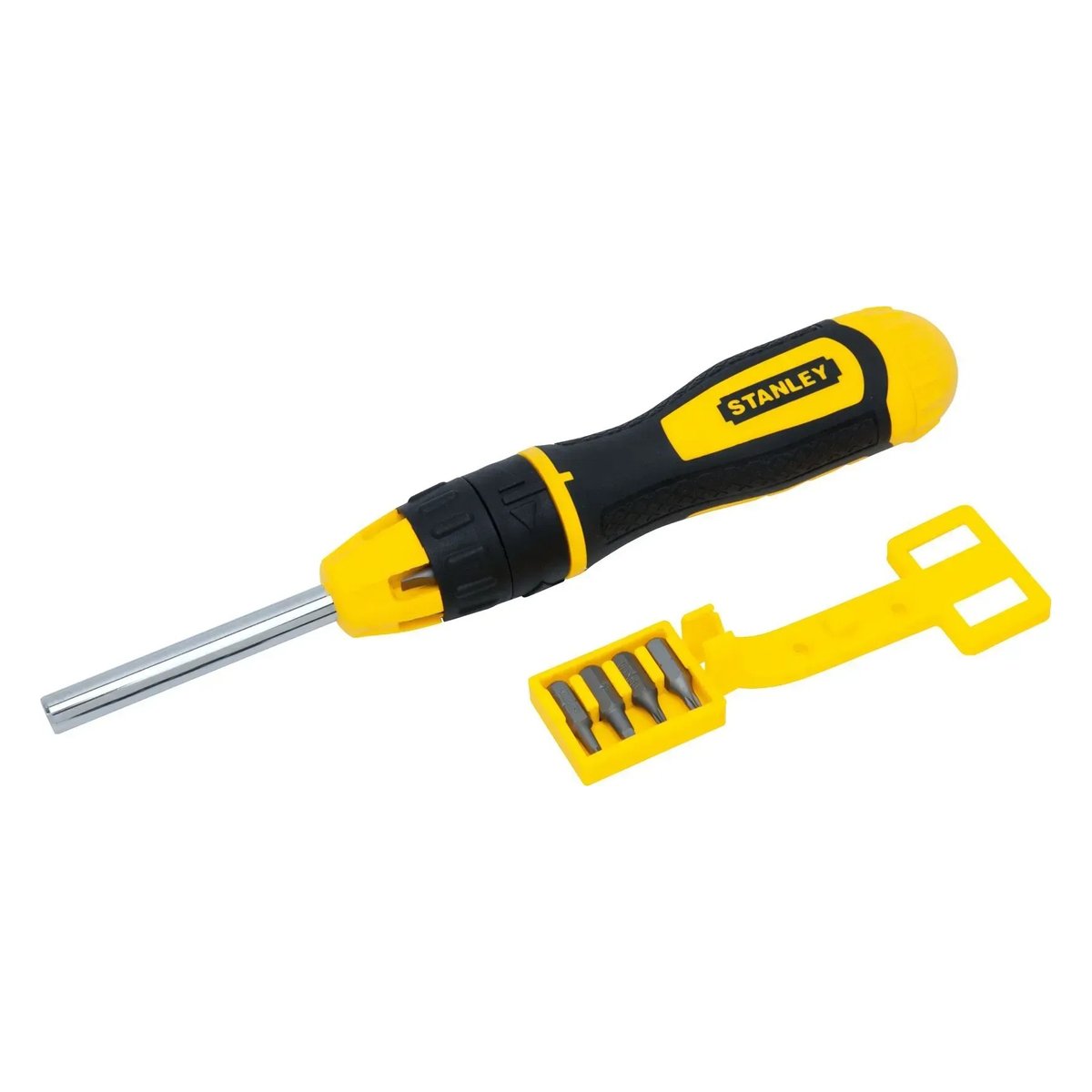 Stanley 0-68-010 – račňový skrutkovač s úložným systémom bitov a 10 bitmi (plochý, PH, PZ, TORX, Robertson)